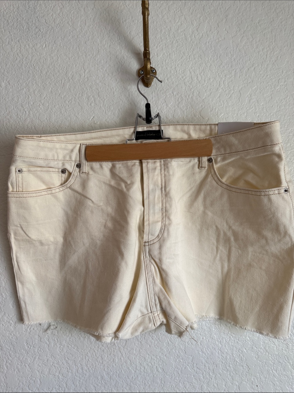 House of Harlow 1960 Cream Denim Jean Shorts